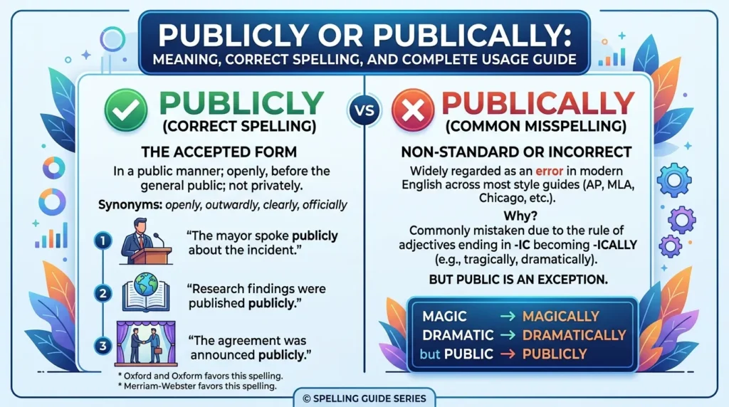 publically or publicly
