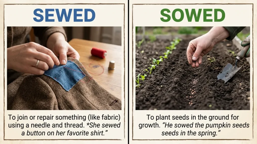 sewed or sowed